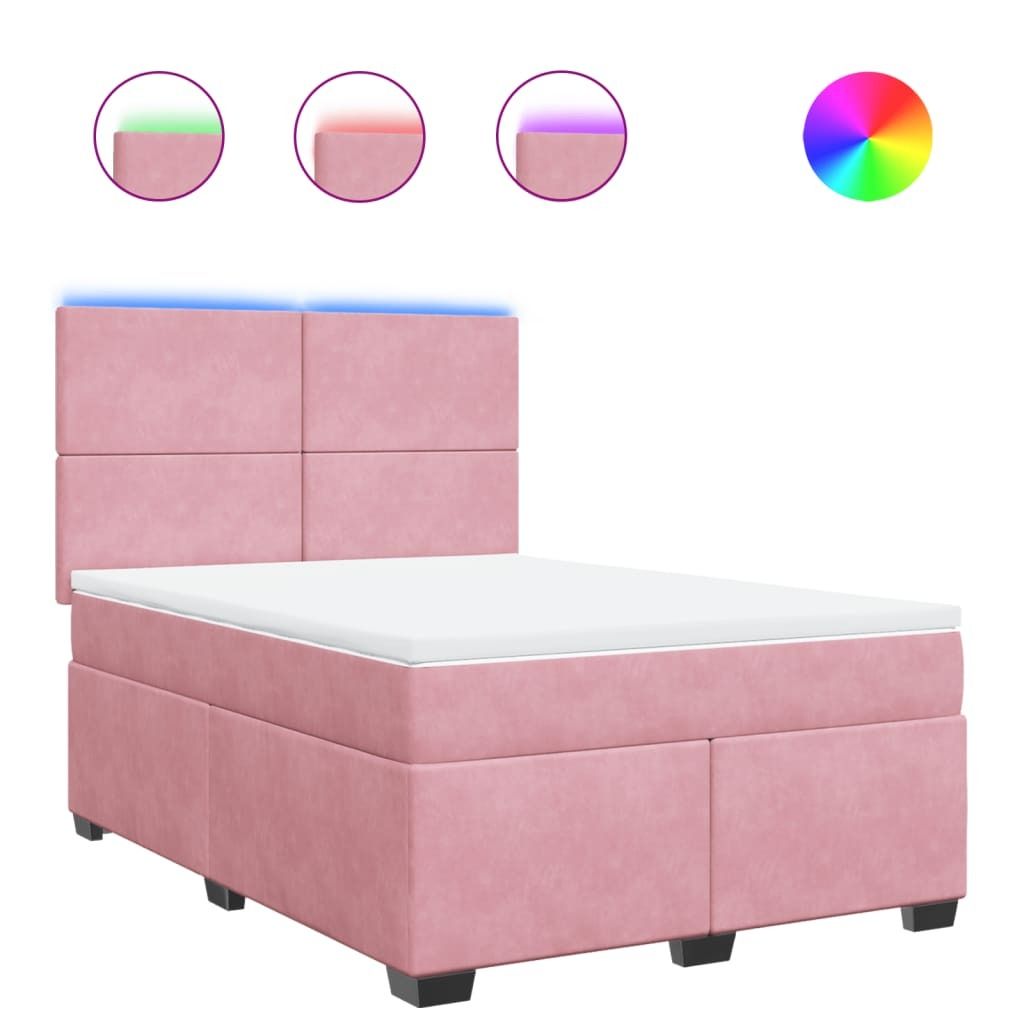"WINTER SALE"Boxspringbett Modernes/Doppelbett - Polsterbett Erwachsene/r /Kind - mit Matratze Rosa 160x200cm Samt - Klassische Betten NeuMöbel409772