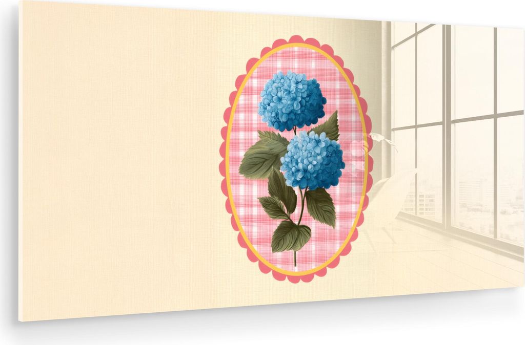 MuchoWow Glasbilder - Bilder auf Wandbild - Foto auf Glas Blumen - Blau - Liste - Blätter 40x20 cm Wanddekoration aus Glas - Acrylglasbild - Acryl...