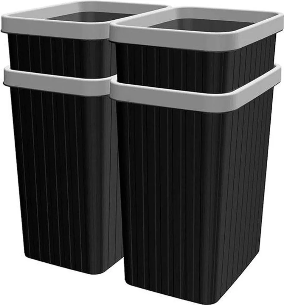 Petite poubelle noire robuste en polypropylène - Capacité 7 Litres