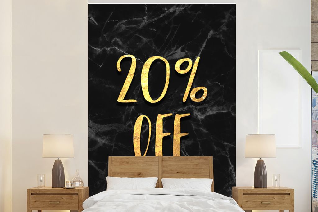MuchoWow Fototapete für Wohnzimmer oder Schlafzimmer Wandtapete Vinyl Motivtapete Verkauf - Gold - Marmor - 200x300 cm - Wanddekorationen