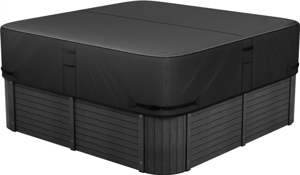 Telo Copertura Idromassaggio 203x203 cm | Nero Impermeabile Anti-Vento