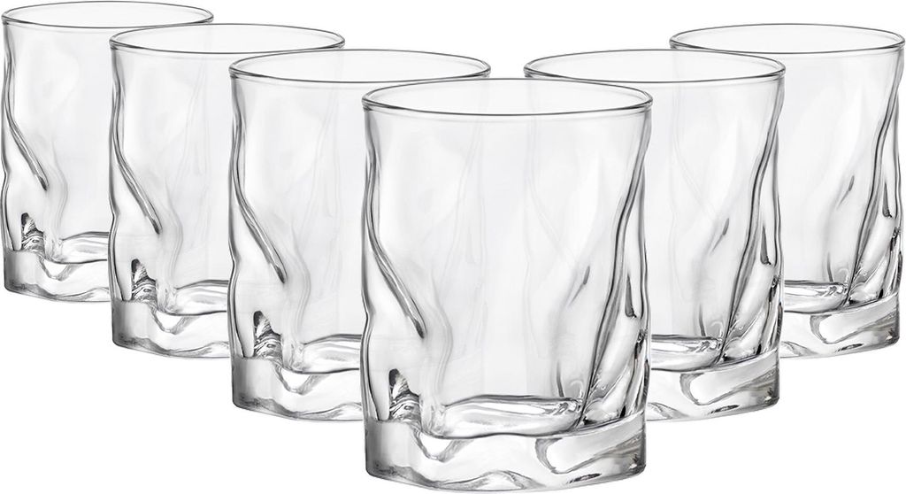 Bormioli Rocco Sorgente Doppelwhiskygläser - Moderne Zerfurchter Wasser-Saft-Cocktail Tumblers - 420ml - Packung mit 12