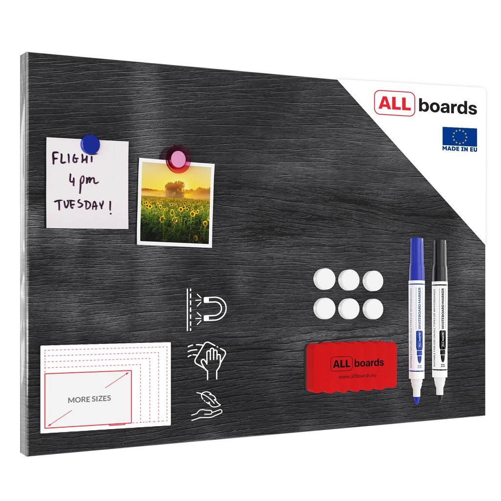 ALLboards Metallische Magnettafel GRAUES HOLZ 60x40cm Produktbild 