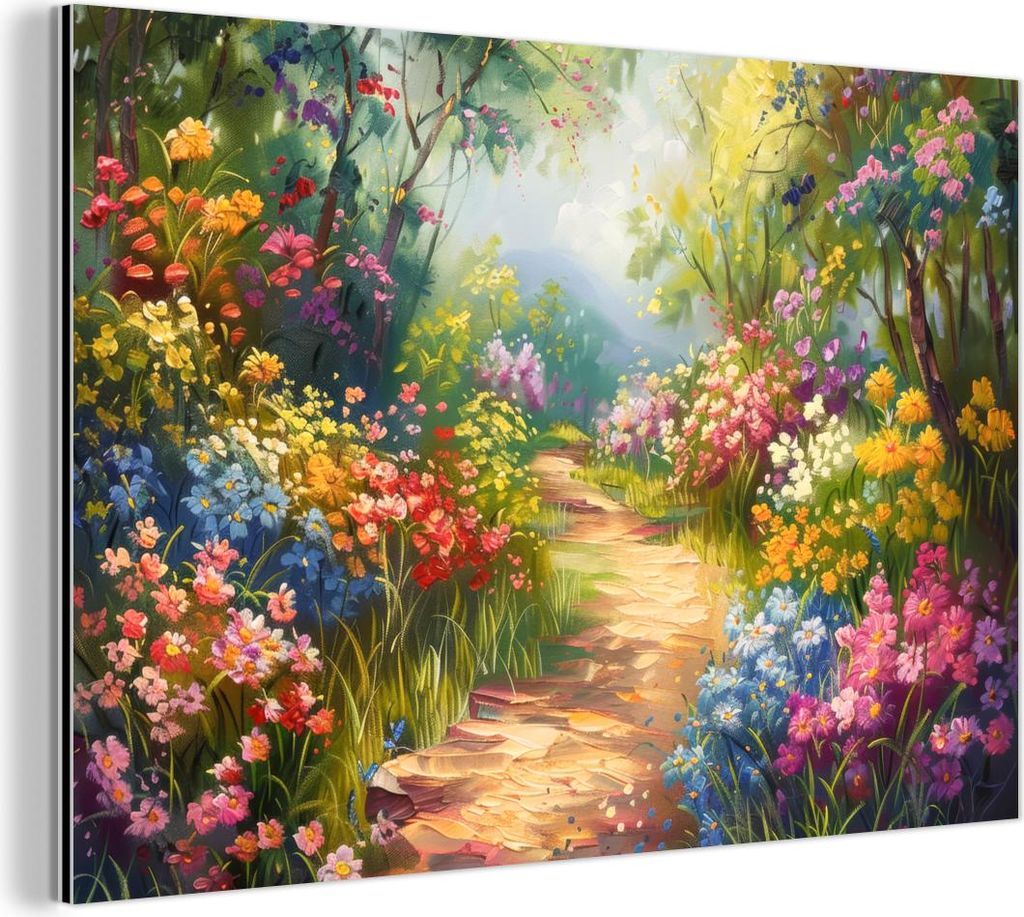 MuchoWow Wanddekoration Metall Metallbild Wandkunst 90x60 cm Natur - Landschaft - Blumen - Farbenfroh MuchoWow Aluminium Gemälde - Wandbilder