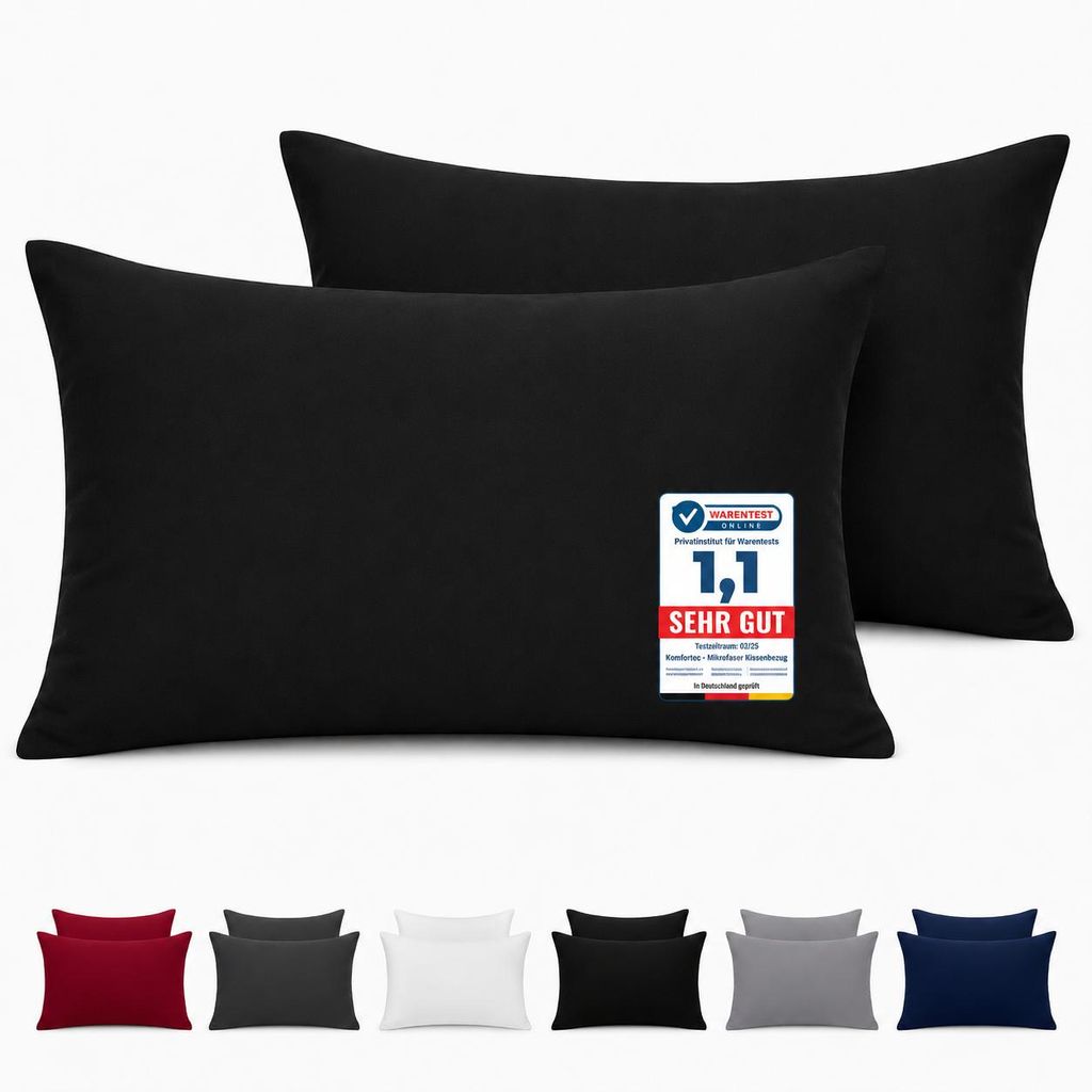 Komfortec Premium Kissenbezug 50x70 cm – 2er Set – Produktbild  KI-generiertes Bild