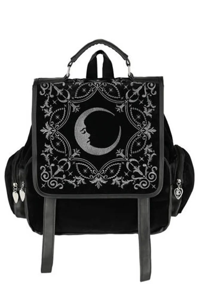 Petit sac à dos gothique Restyle Crescent en similicuir et velours