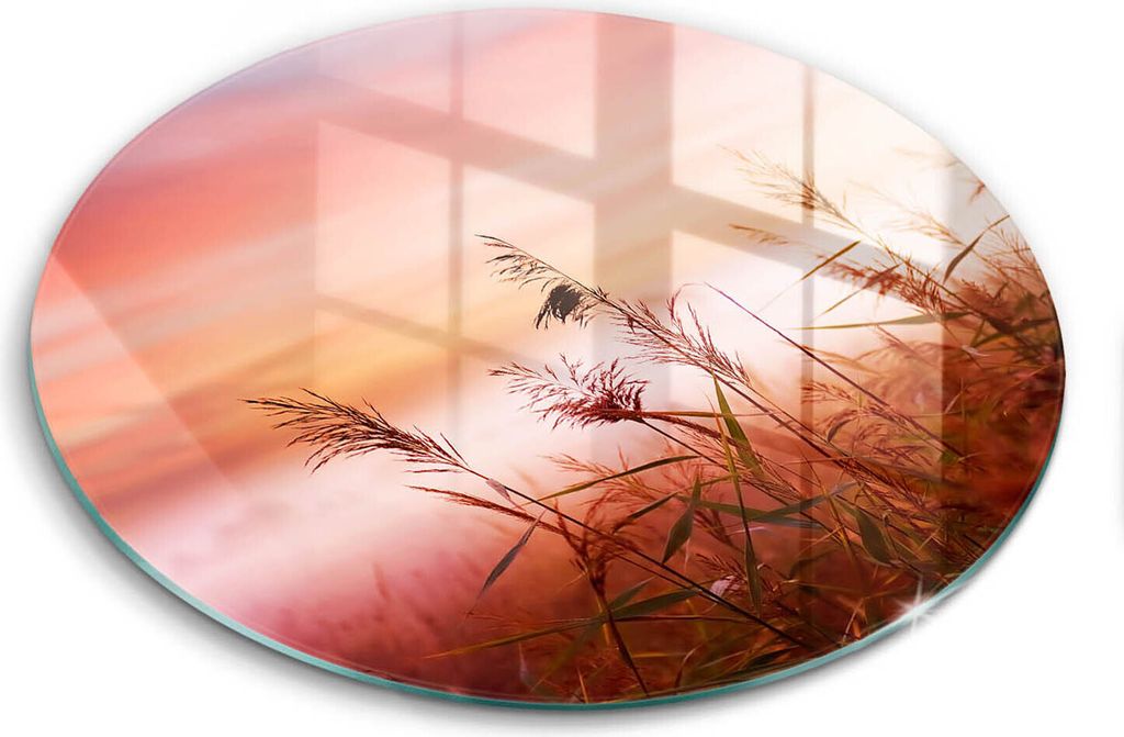 Glasschneideplatte - Herdabdeckplatte - fi40 cm -Schneidebrett - Spritzschutz - Grasfelder