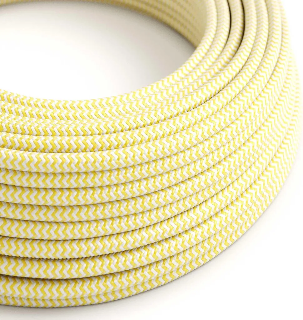 Câble électrique décoratif pour luminaires suspendus zigzag jaune 50m