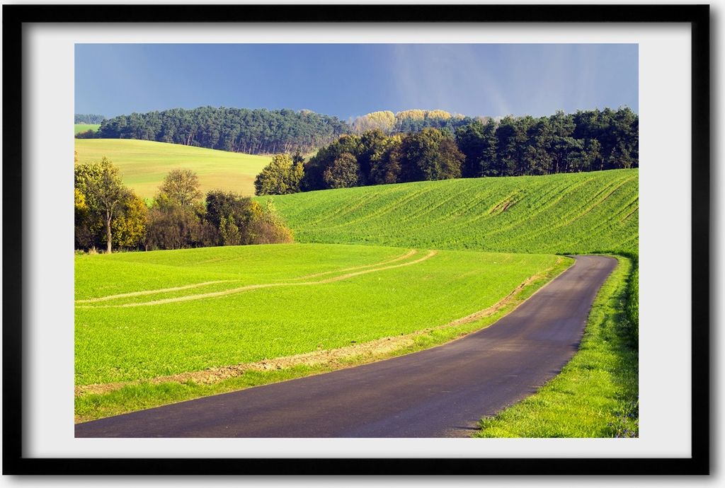 Bild 60x40 MDF-Rahmen, Wandkunst Schotterstraße