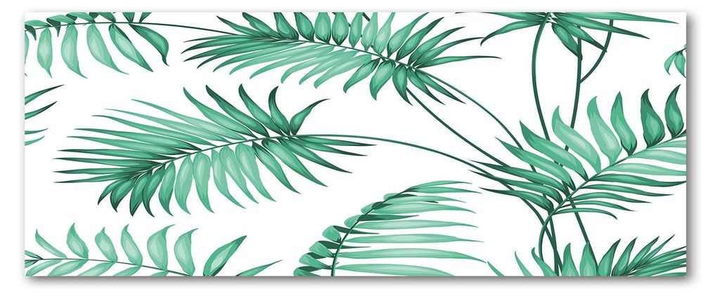Tulup Küchenrückwand Spritzschutz aus Glas -125x50 -Spritzschutz auf gehärtetes Glas Blumen & Pflanzen Tropische Blätter