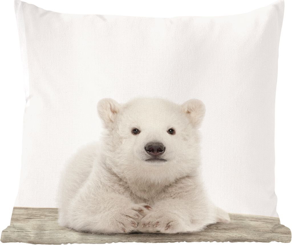 MuchoWow Zierkissen Sofakissen Wohnzimmer Dekokissen 40x40 cm Tier - Weiß - Eisbär - Foto Kissen - Schlafzimmer Dekoration