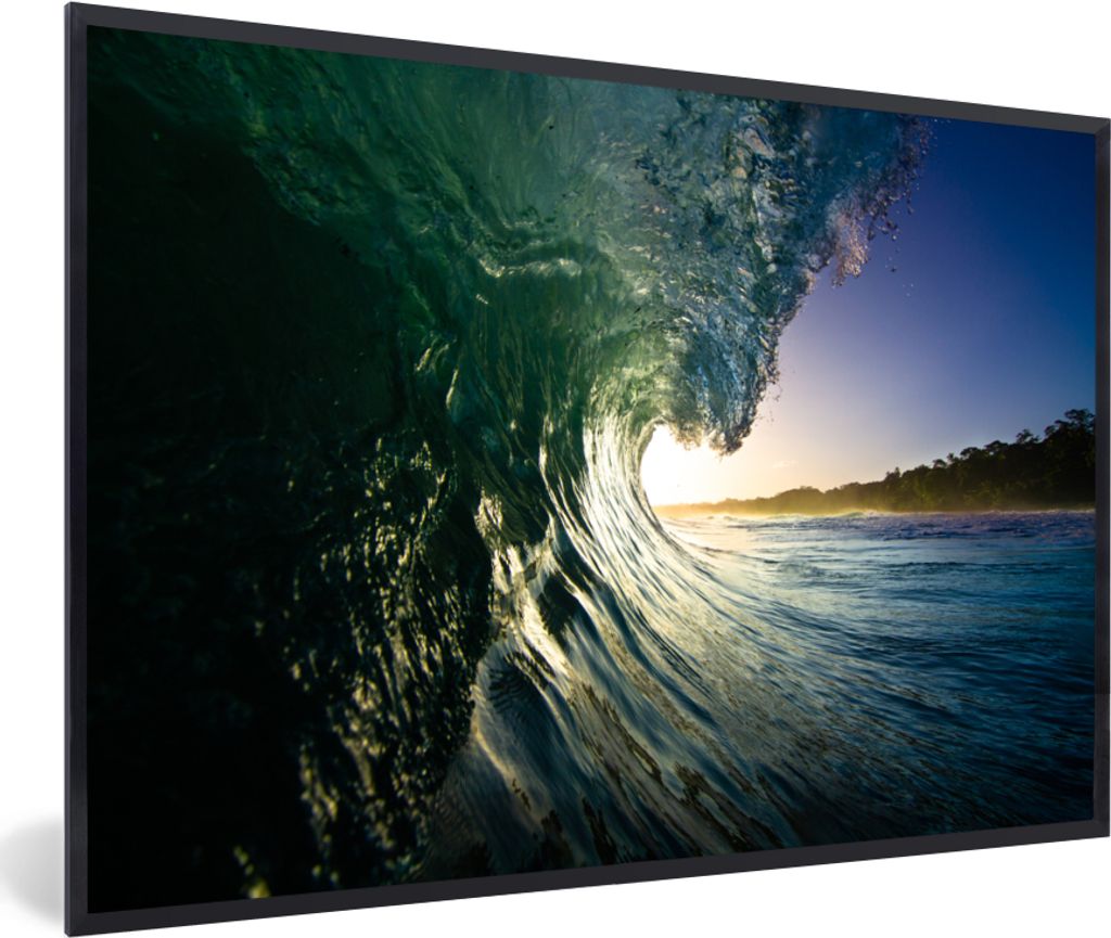 MuchoWow MuchoWow Gerahmtes Poster Meer - Golf - Sonne 60x40 cm - Poster mit zchwarzem Bilderrahmen - Printing - Wanddeko Schlafzimmer