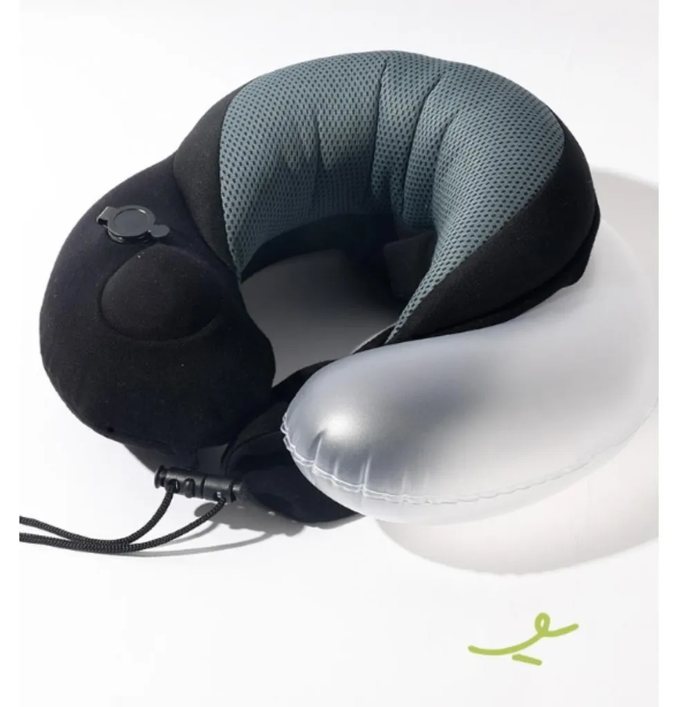 Oreiller de voyage INF pour avion et train Noir en coton PP pressable