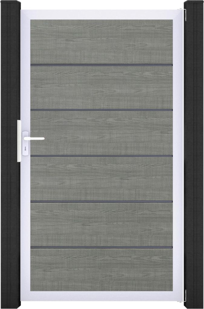 GroJa BasicLine PVC Stecksystem Premium Universal Einzeltor mit Alurahmen grey_ash_cut