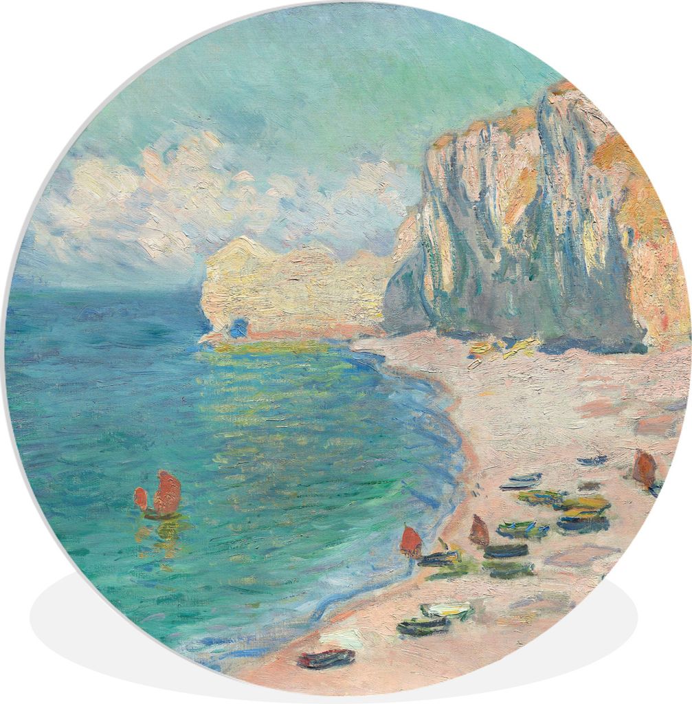 MuchoWow Rundes Wandbild - Runde Bilder Der Strand und die Falaise d'Amont - Gemälde von Claude Monet Ø 90 cm Kreis Wanddekoration Kunststoff -...