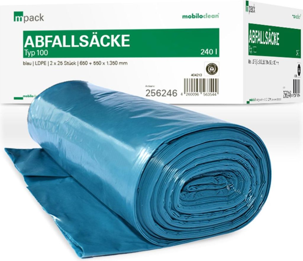 mpack Abfallsäcke 240 Liter T100 (80my) blau