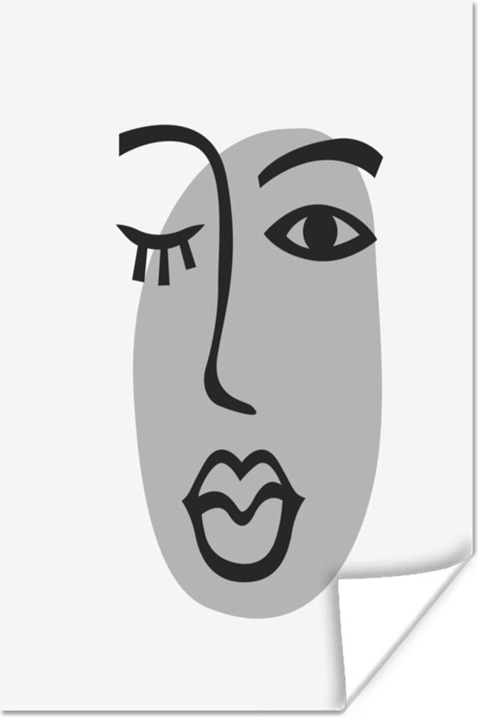 MuchoWow Poster Gesicht - Frau - Schwarz - Weiß 120x180 cm - Kunstposter