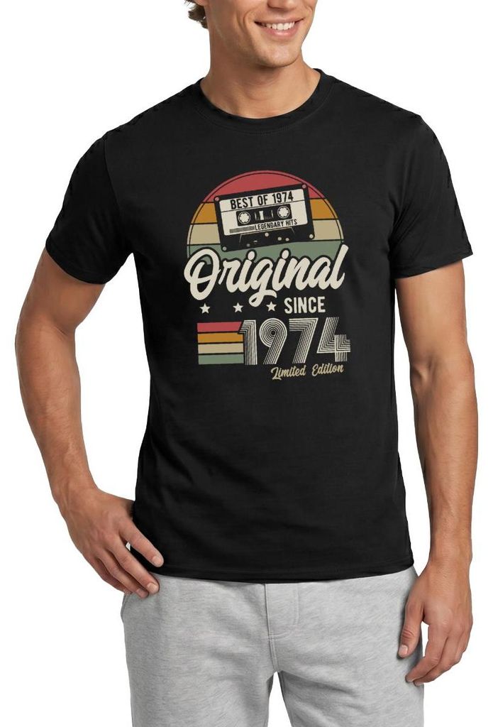 Spreadshirt Original Seit 1974 50. Geburtstag Geschenk Musik Kassette Mixtape Männer T-Shirt, M, Schwarz