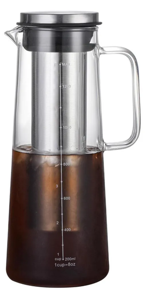 Cafetière en verre Zimilo 1400ml avec filtre inox pour infusion à froid