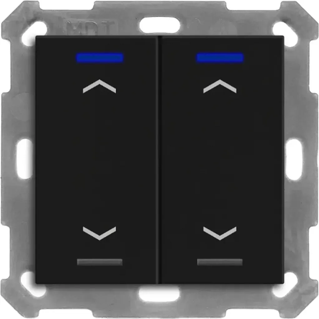 Bouton-poussoir KNX Light 55 MDT double pour store et éclairage connecté