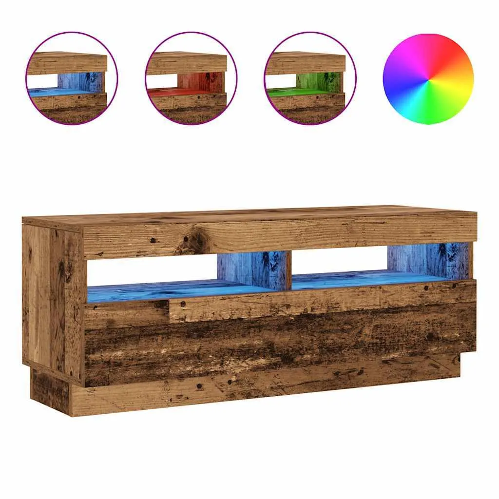 Mobile TV LED 100x35x40 cm in Legno di Recupero Massello | Design Unico - 1