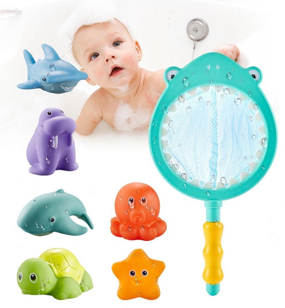 Badespielzeug Set Kinder 7-teilig – Wasserspielzeug Badewanne mit Spritzfunktion