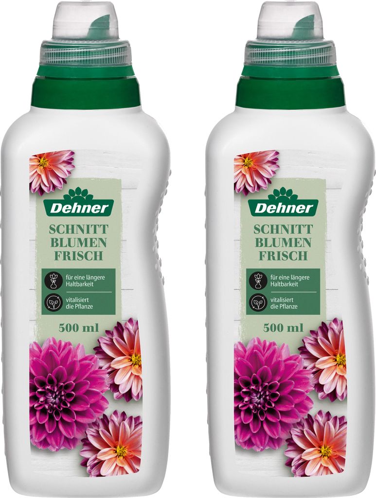 Dehner Schnittblumen-Frisch, Spezialdünger, hochwertiger Flüssigdünger für Schnittblumen, Pflanzenstärkungsmittel, 2 x 500 ml (1 l), für je c...