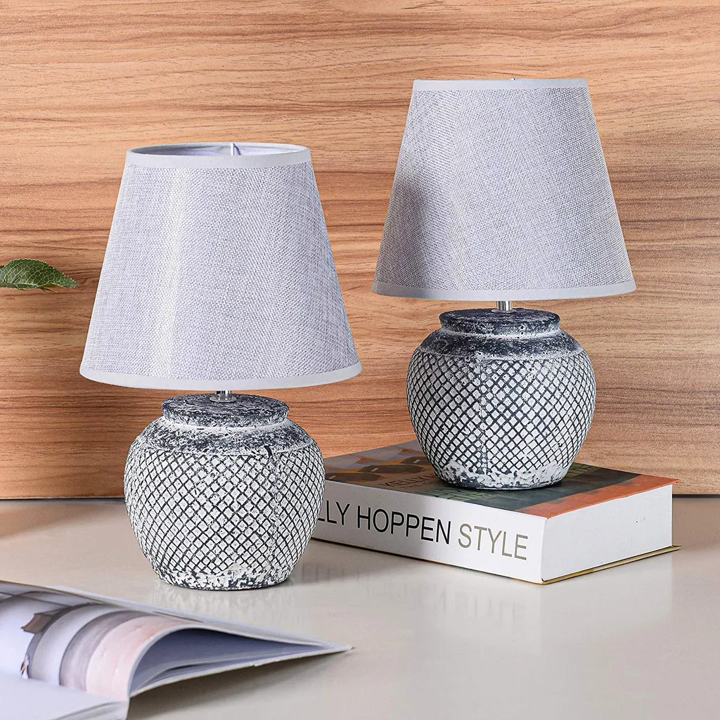 Lampada da tavolo ceramica beige e nero LUCHETTI
