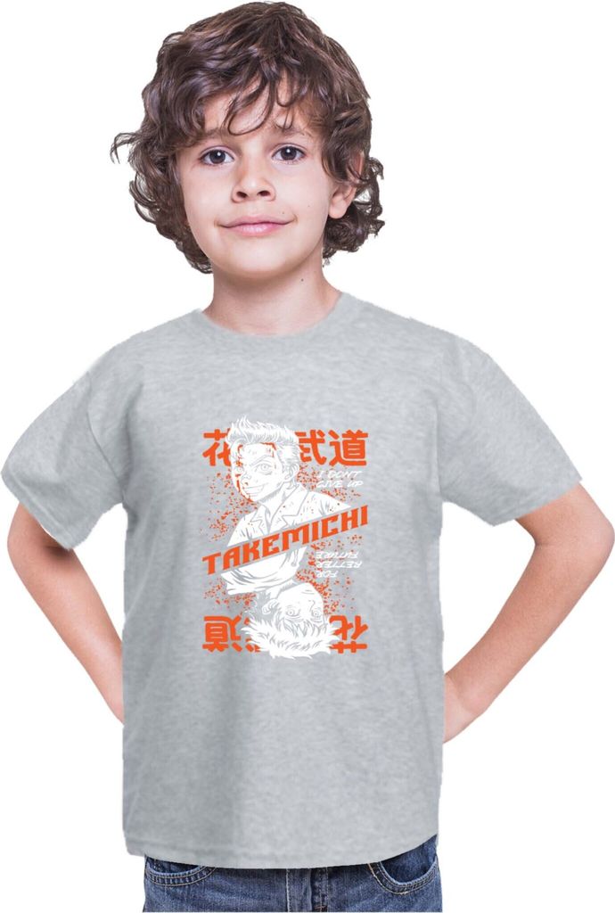 Kinder T-Shirt Japan Anime Manga Tokyo Anime Revengers Takemechi, 7-8 Jahr - 128 / Grau