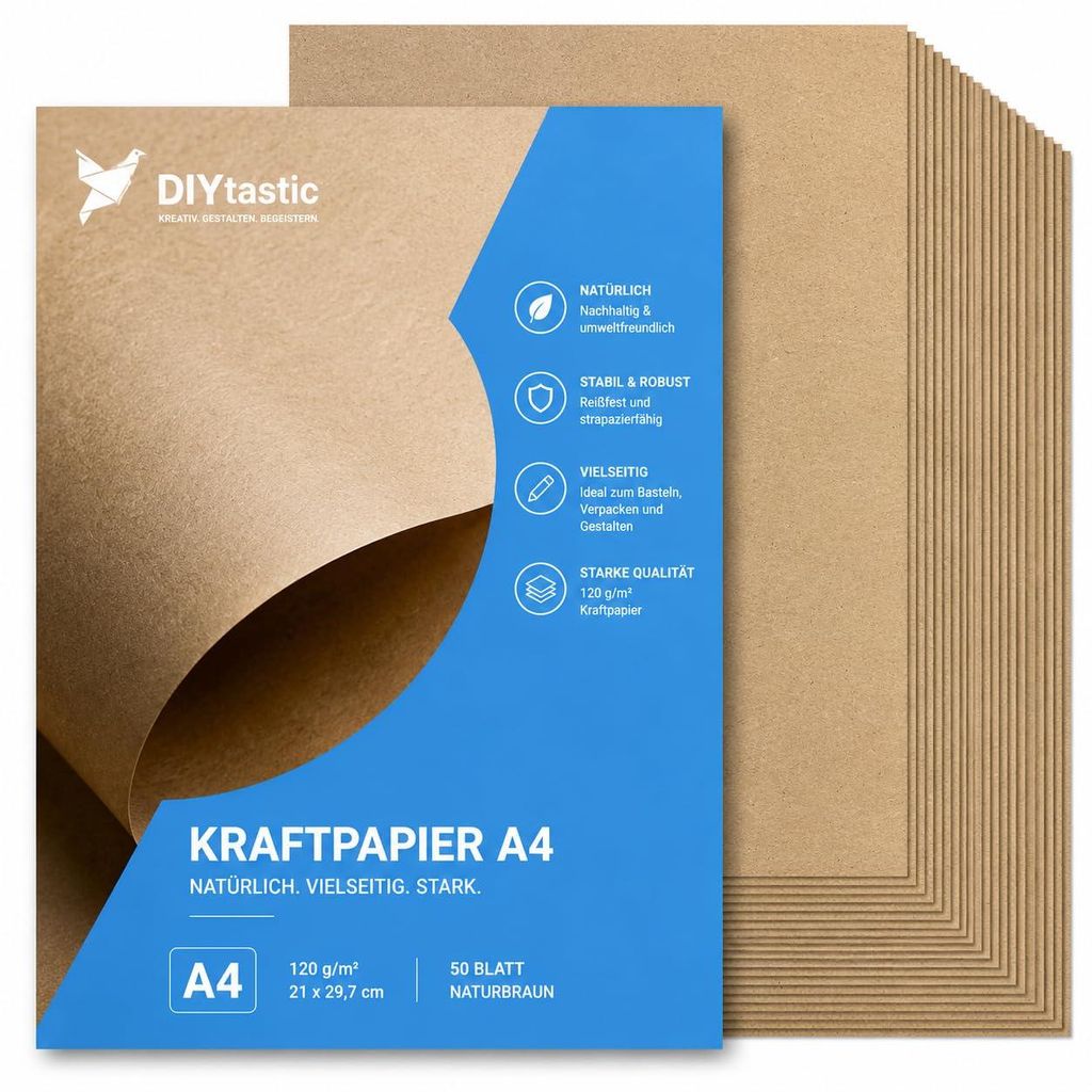 100 hojas de papel kraft marrón de 160 g/m², fabricado con Imagen del producto 