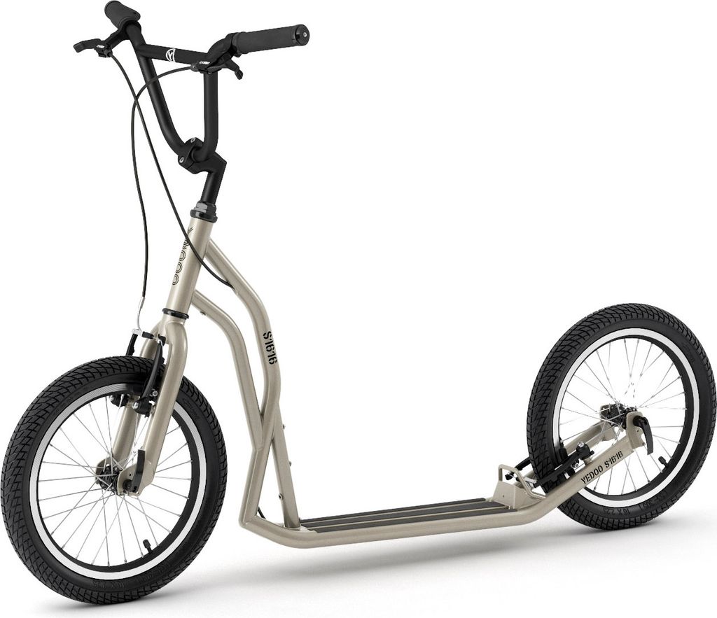Yedoo S1616 Roller Scooter Tretroller - für Erwachsene und Teenager, bis 150 kg, mit Luftreifen 16/16 und verstellbarem Lenker Silbergold