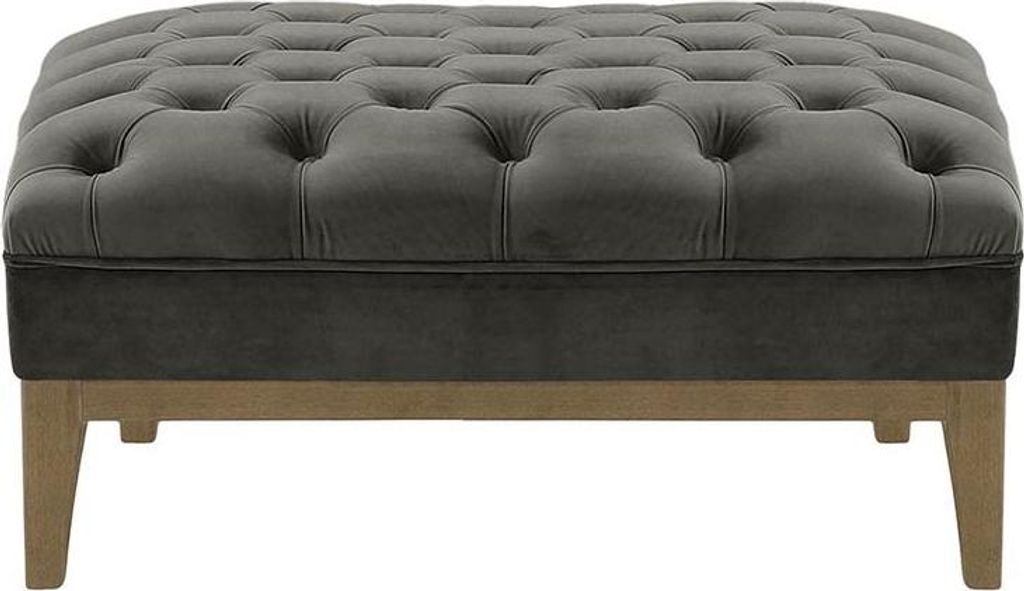 Polsterhocker Chesterfield Modern Wood-Velluto 19-oak wax black