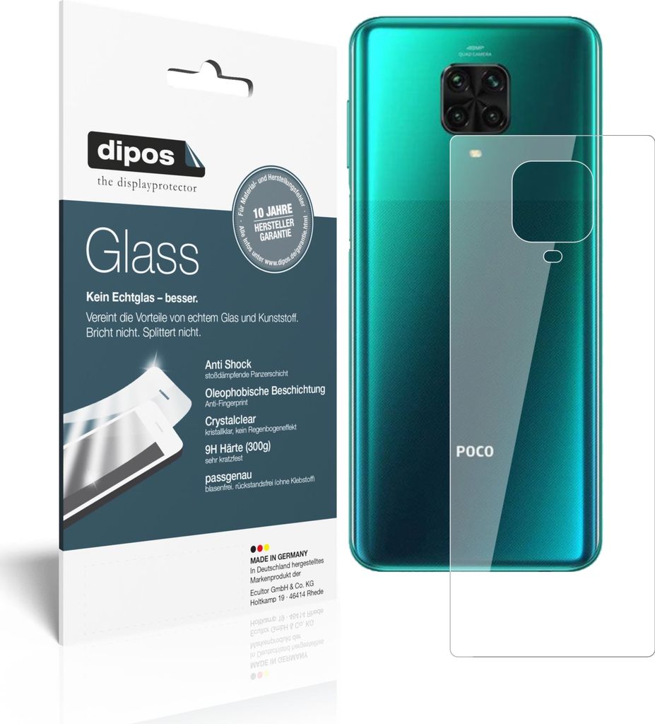 2x Schutzfolie für Poco M2 Pro Rückseite - Anti-Shock 9H Folie dipos Glass Kunststoffglas