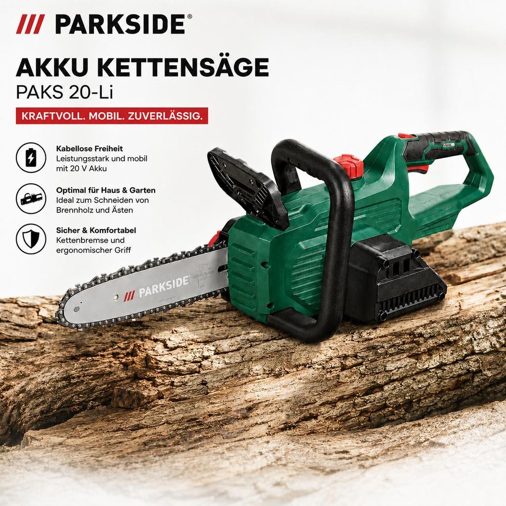 PARKSIDE Akku Kettensäge PAKS 20-Li  Solo Gerät Produktbild 
