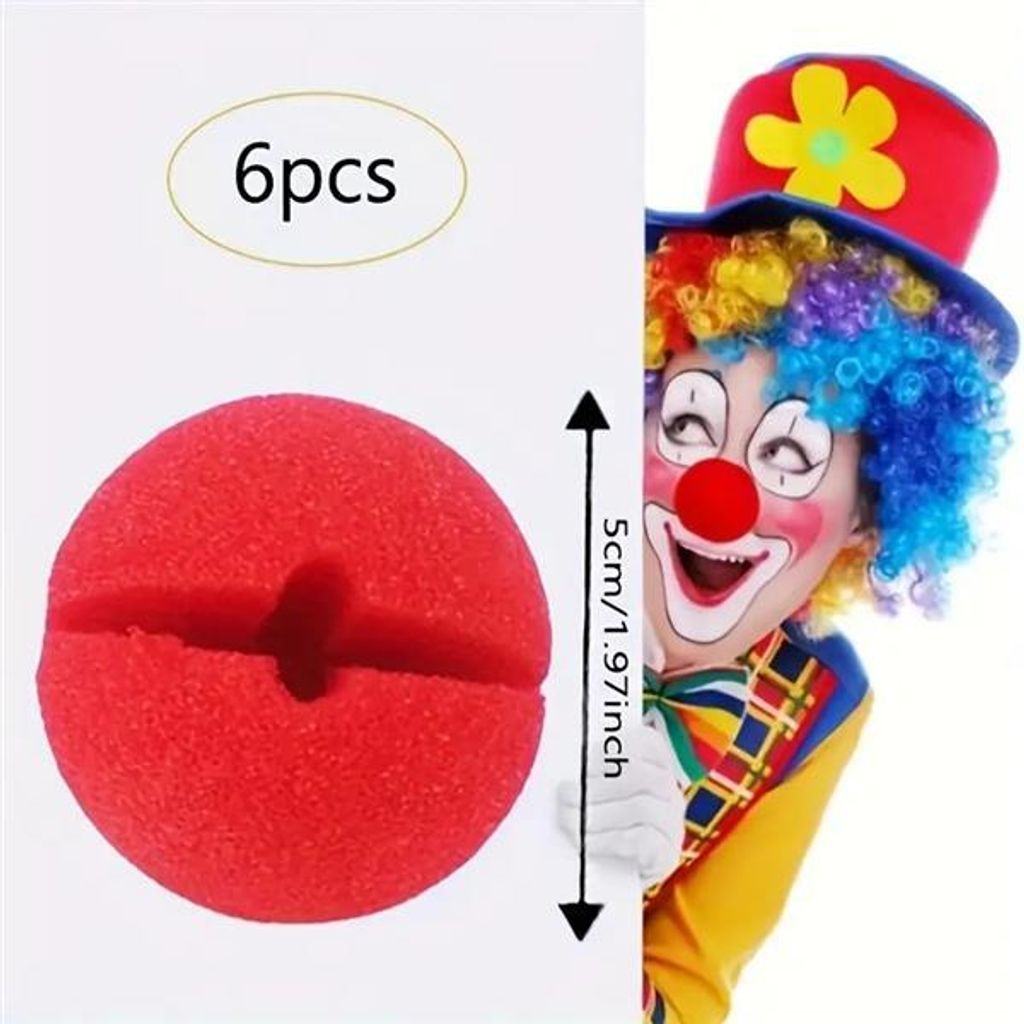 6 Stück Clownnasen aus Schaumstoff- Lustige Produktbild 