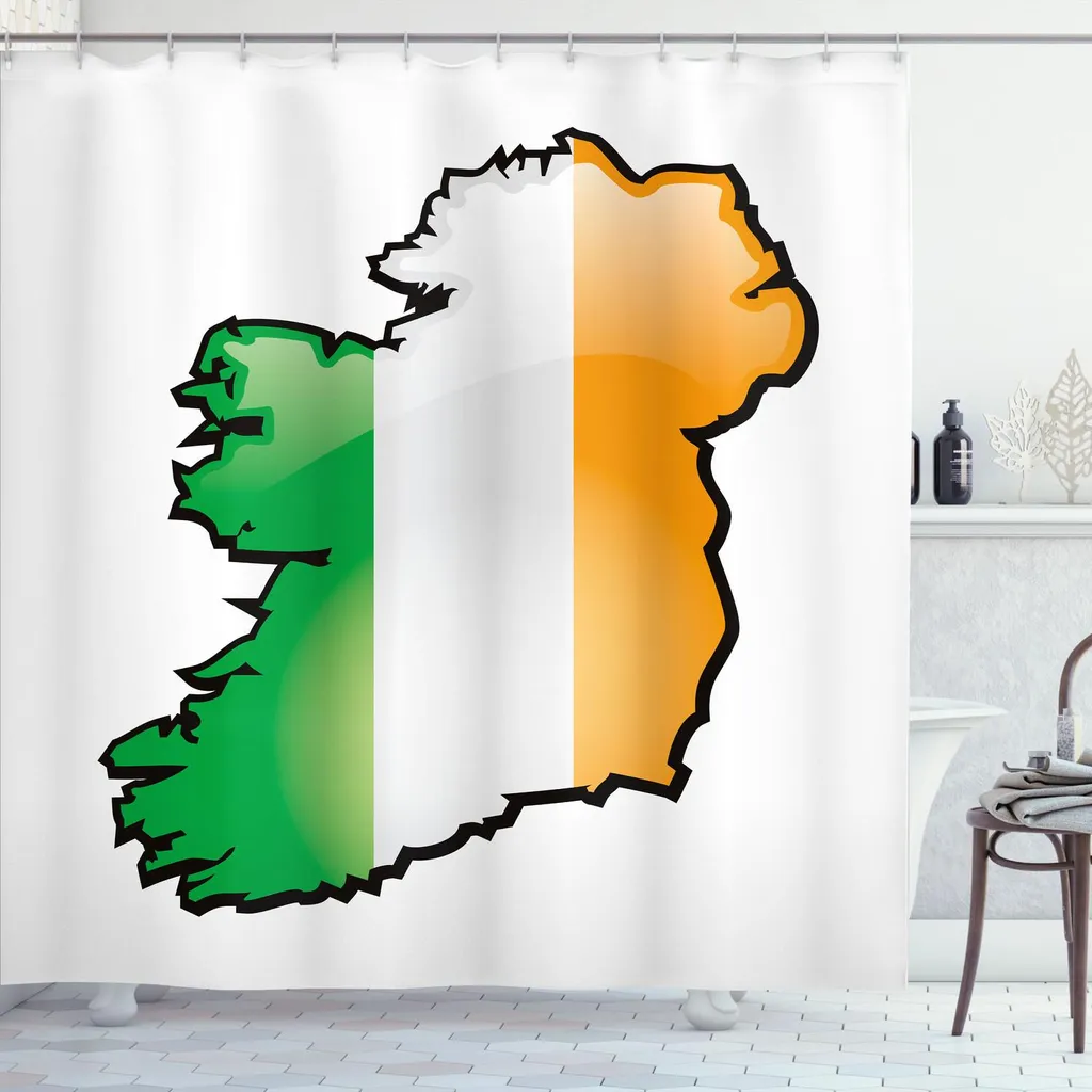 Tenda Doccia ABAKUHAUS Irlanda Mappa Cartoon | 175x180 Tessuto