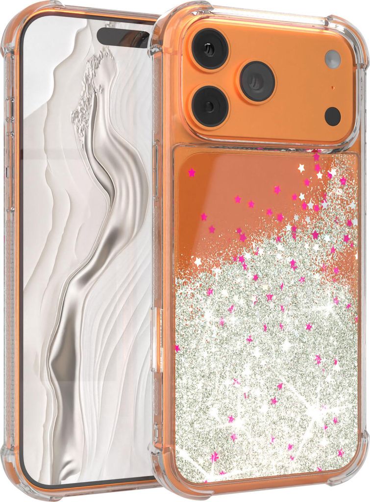 EAZY CASE - Glitzer Hülle kompatibel mit Apple iPhone 17 Pro Max Glitzer Schutzhülle, Soft Case, Backcover Transparent mit Motiv