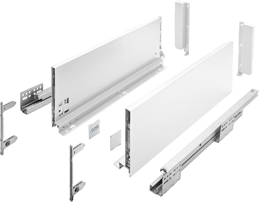 GTV Schubladensystem AXIS PRO, Schubkastengarnitur mit Vollauszug und integriete Dämpfung, Weiss, Belastbarkeit bis 40 kg, Soft-Close, Den freien ...
