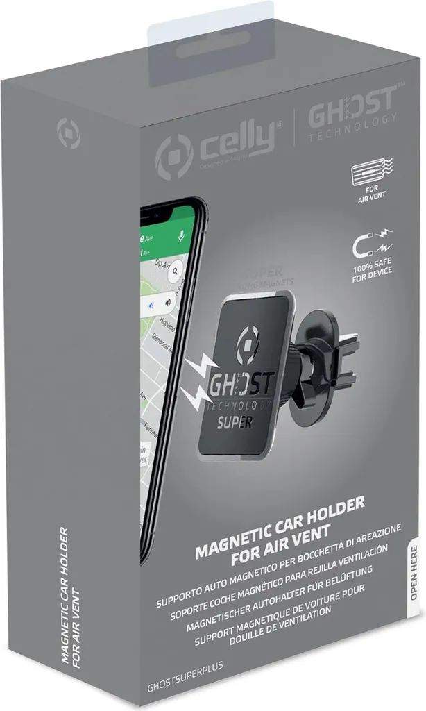 Celly Ghost Super Plus Support Aimanté Puissant avec Tête Pivotante 360°