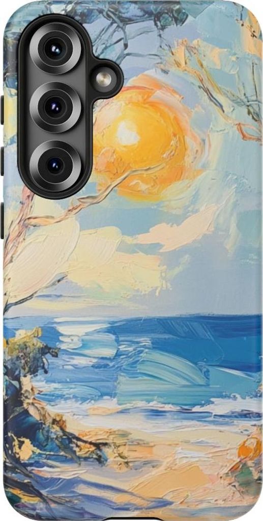Sonnige Strandlandschaft in Pinselstrichen – Hülle Kompatibel mit Galaxy S25