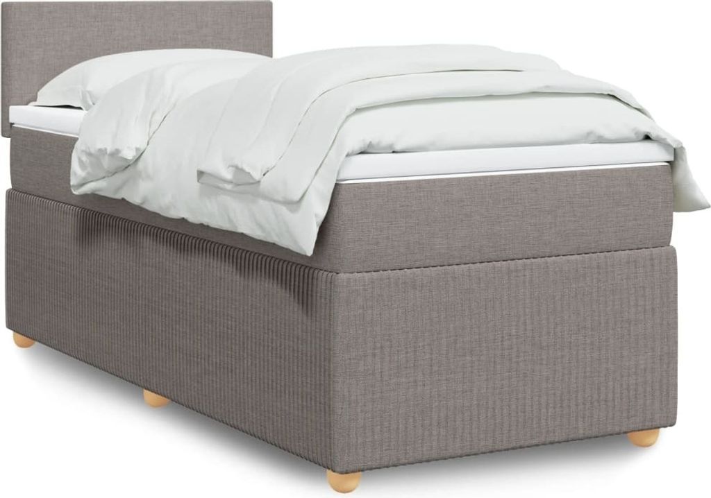 (NEU 2026) Boxspringbett mit Matratze, Doppelbett moderne, Taupe 90x190 cm - Stoff - Klassische Betten - 61.26 kg