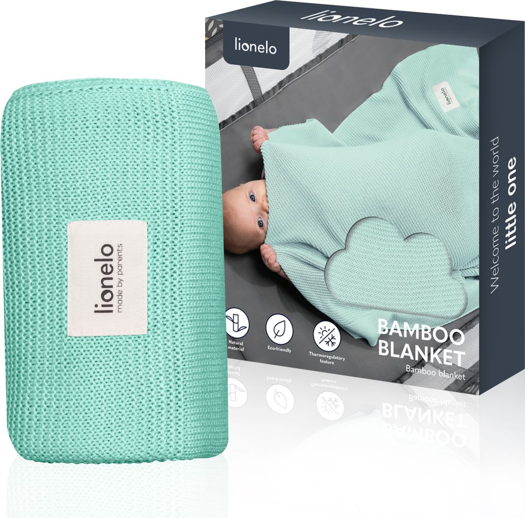 Lionelo Babydecke Newborn Bamboo Blanket, Kuscheldecke Baby, leichte Bambusdecke, Wickelauflage, Kinderbett-Abdeckung, 100% Baumwolle - Grün