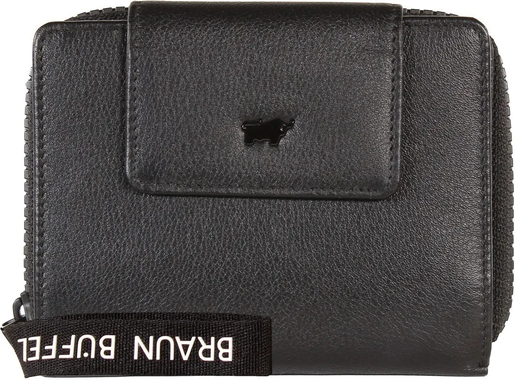 Portefeuille Zippé Capri 8CS en Cuir Véritable Braun Büffel Noir Chic