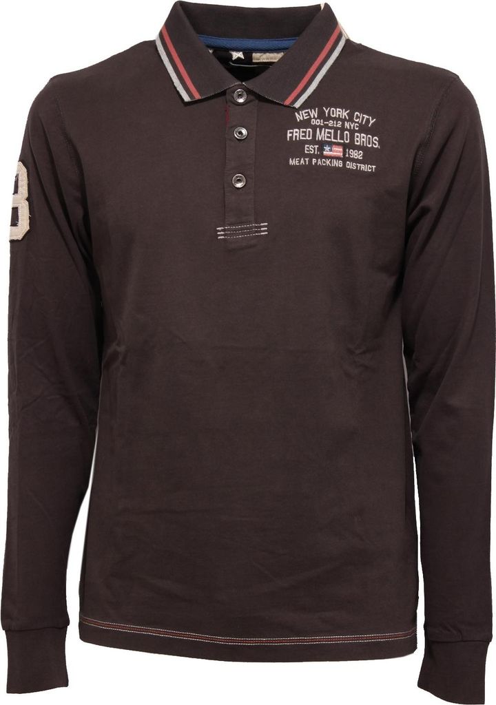 4644K polo uomo FRED MELLO dunkelgrau vintage baumwolleffekt t-shirt mann