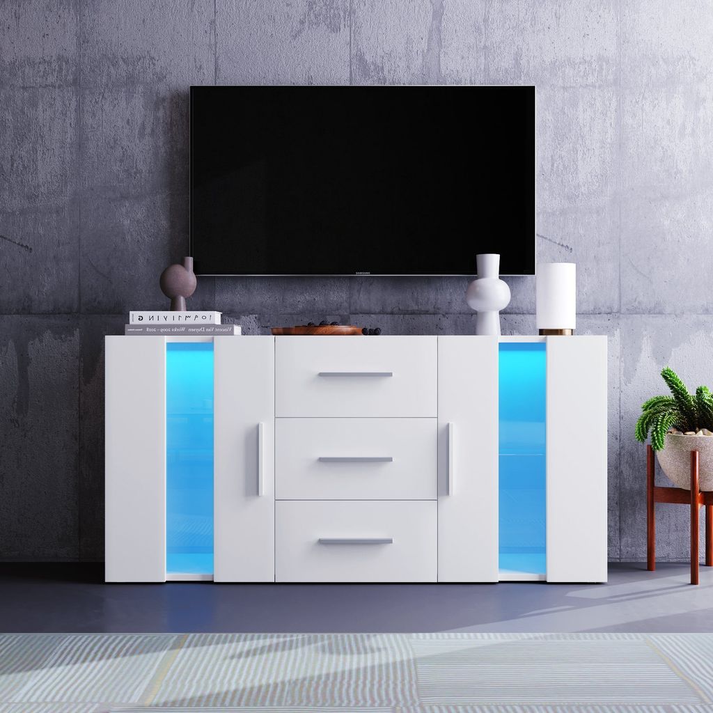 Odikalo Sideboard Kommode Anrichte Standschrank Lagerschrank TV-Schrank Lowboard 16 LED