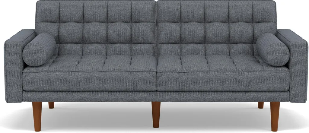 Banquette convertible 2 places clic-clac tissu texturé gris - Suzanne