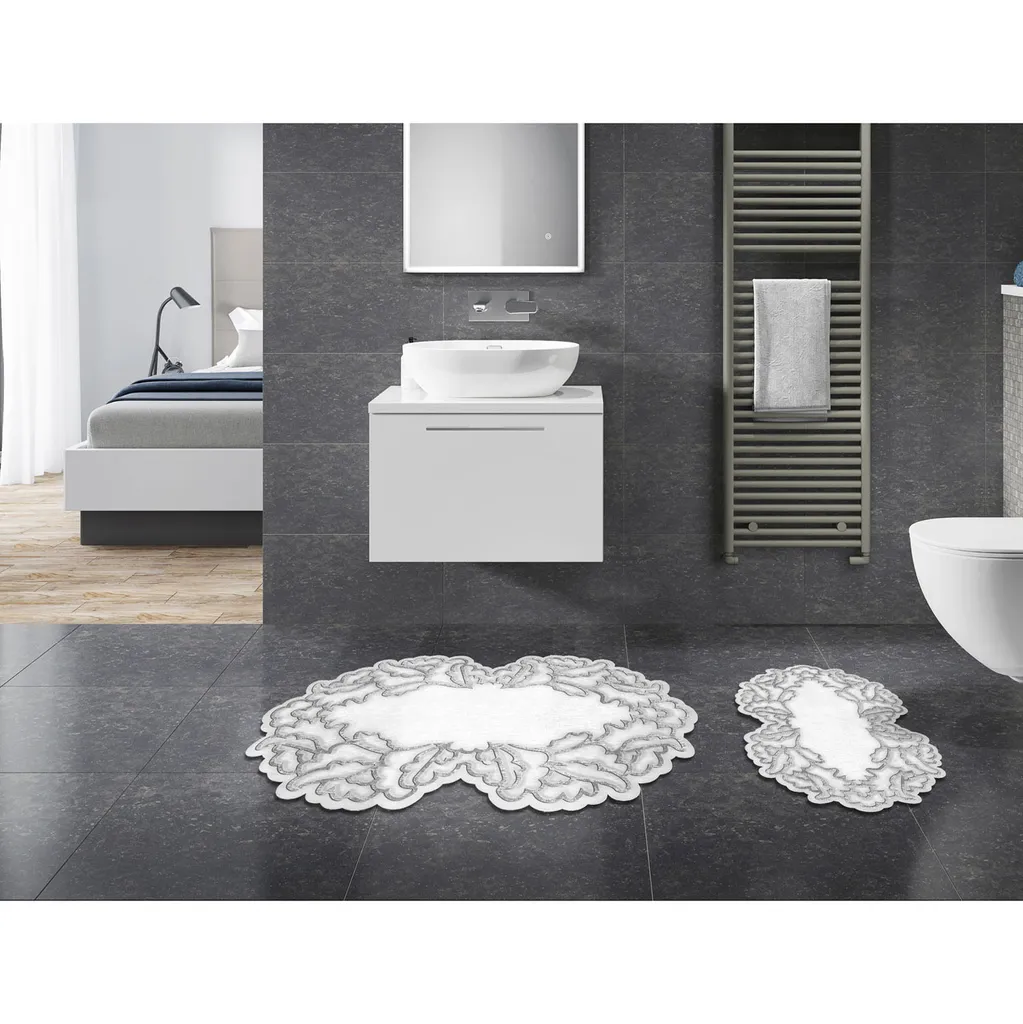 Tapis de Bain Gris 1300 gr/m² Nixie ANR1456 100% Polyester Doux