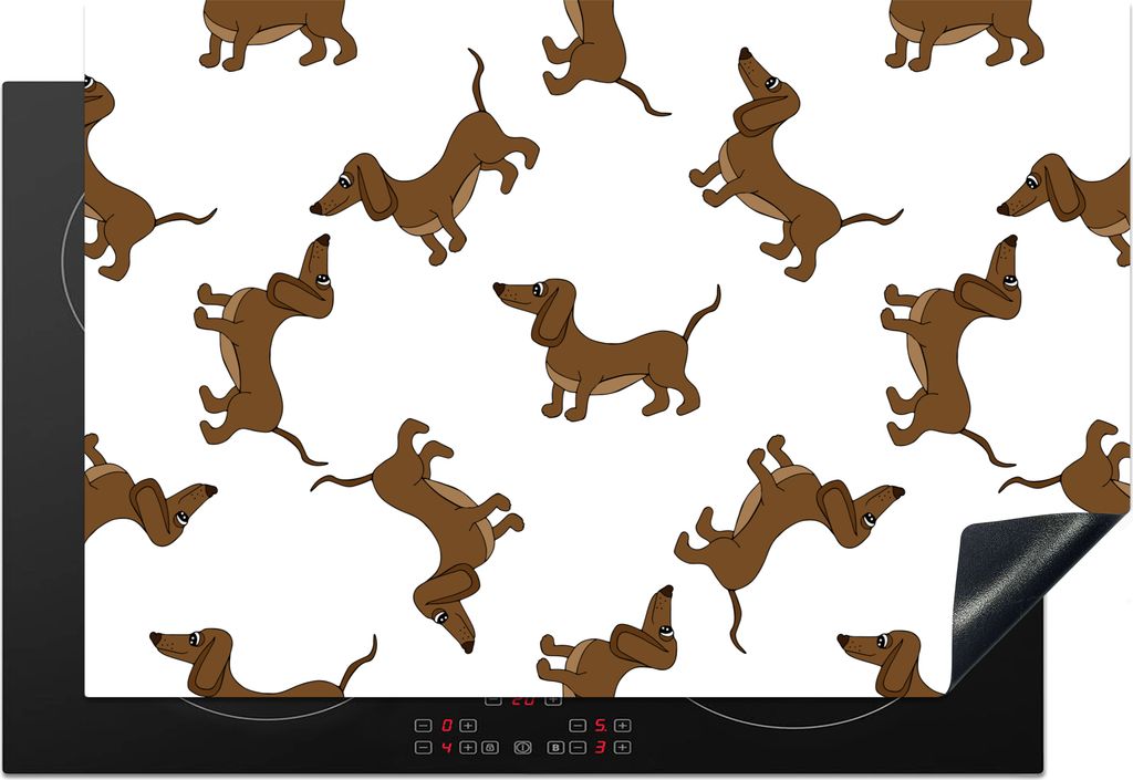 KitchenYeah Herdabdeckplatte Muster - Hund - Dackel - Jungen - Mädchen - Kinder - Kinder , 77x51cm, Küche Deko, Glaskeramikkochfeld Herdabdecku...
