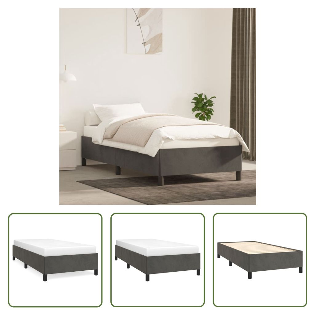 The Living Store Bettgestell Dunkelgrau 80x200 cm Samt