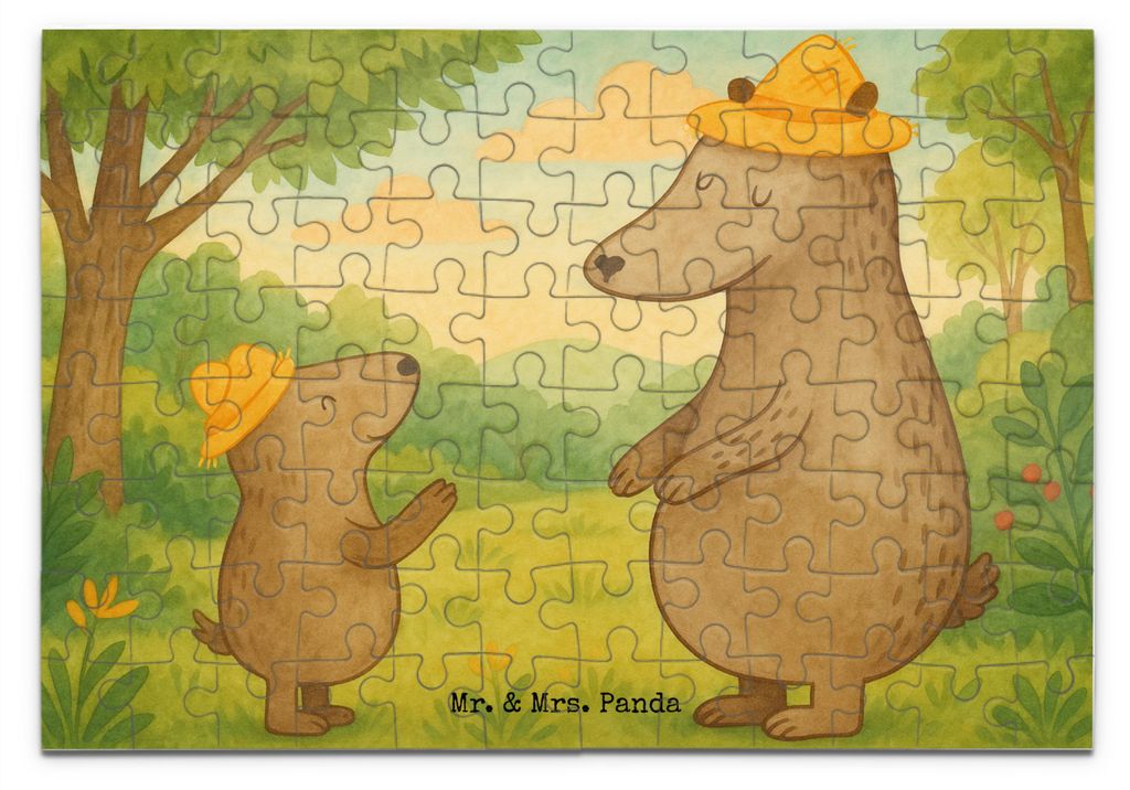 Mr. & Mrs. Panda Puzzle Bären mit Hut Design 96 Teile - Weiß - Geschenk, Puzzlespiel, 1500, Muttertag, Family, 500, Papa, 300, Dad, Vorbild, 2000...